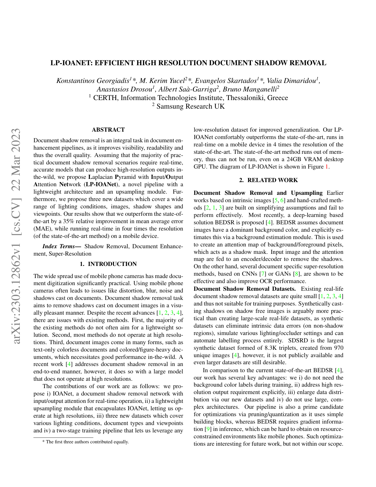 LP-IOANET document shadow removal results