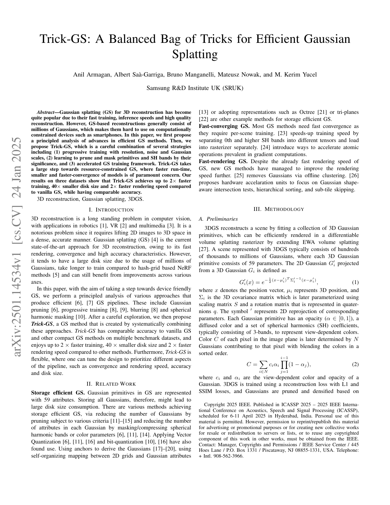 Trick-gs 3D point clouds and novel views